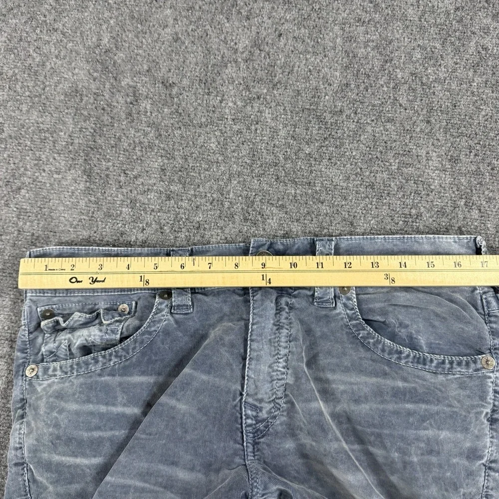 True Religion Pants Mens 33x33 Faded Blue Micro Corduroy Whisker Ricky Straight